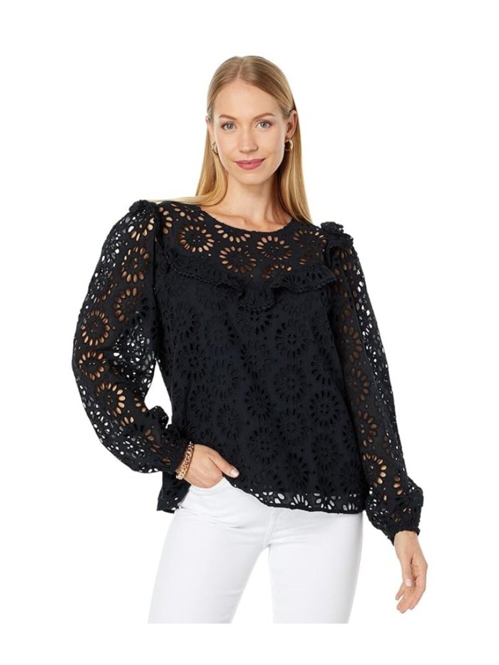 LILLY PULITZER Caroline Onyx Blank Long Sleeve Top Size XXS NEW